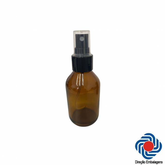 FRASCO DE VIDRO ÂMBAR 100 ML C/ VÁLVULA SPRAY (20 UN)