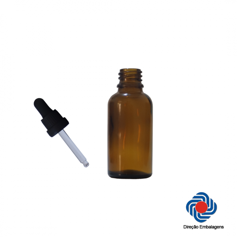 FRASCO DE VIDRO ÂMBAR 30ML CONTA GOTAS (20 UN)